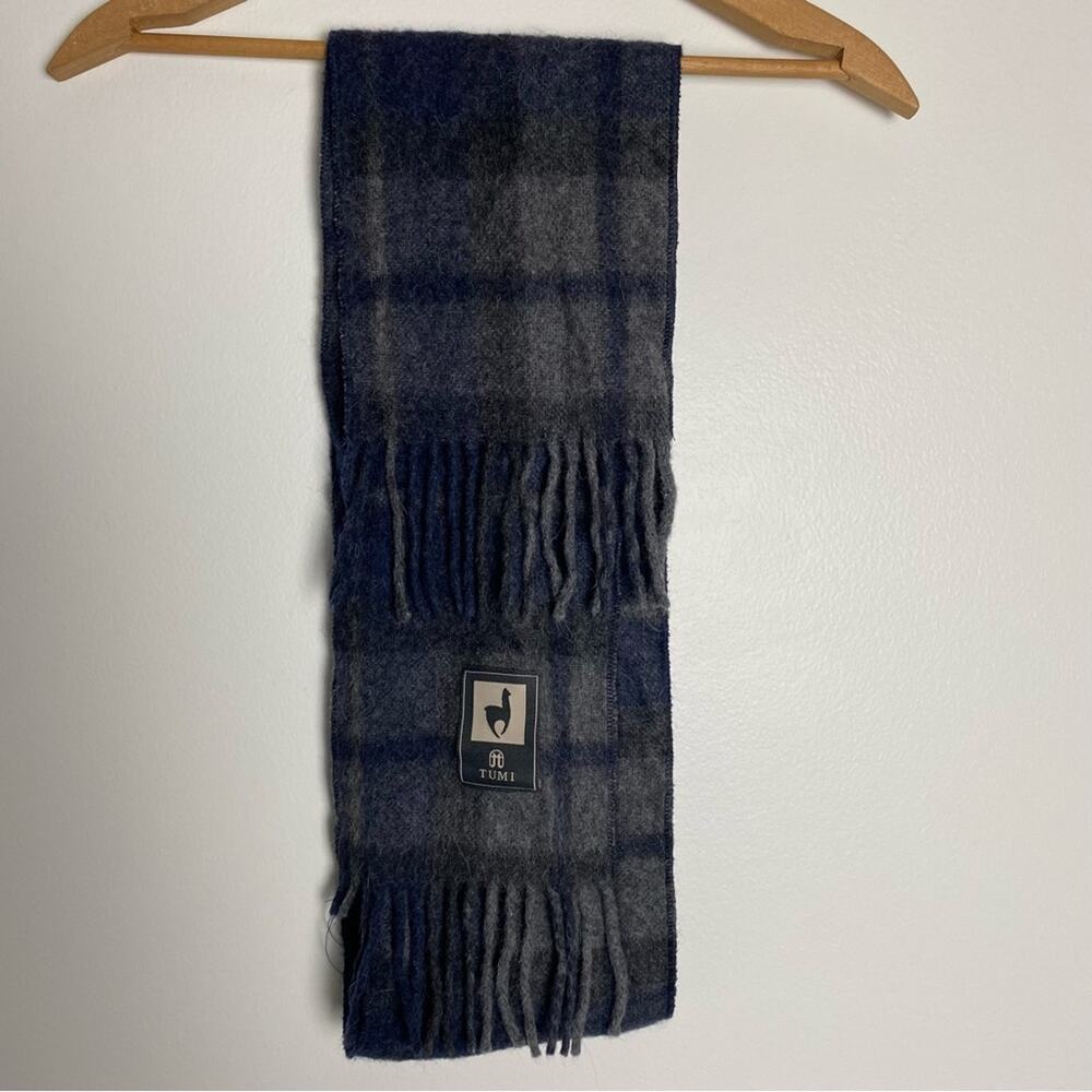 Tumi Alpaca Wool Tartan Plaid Fringe Scarf